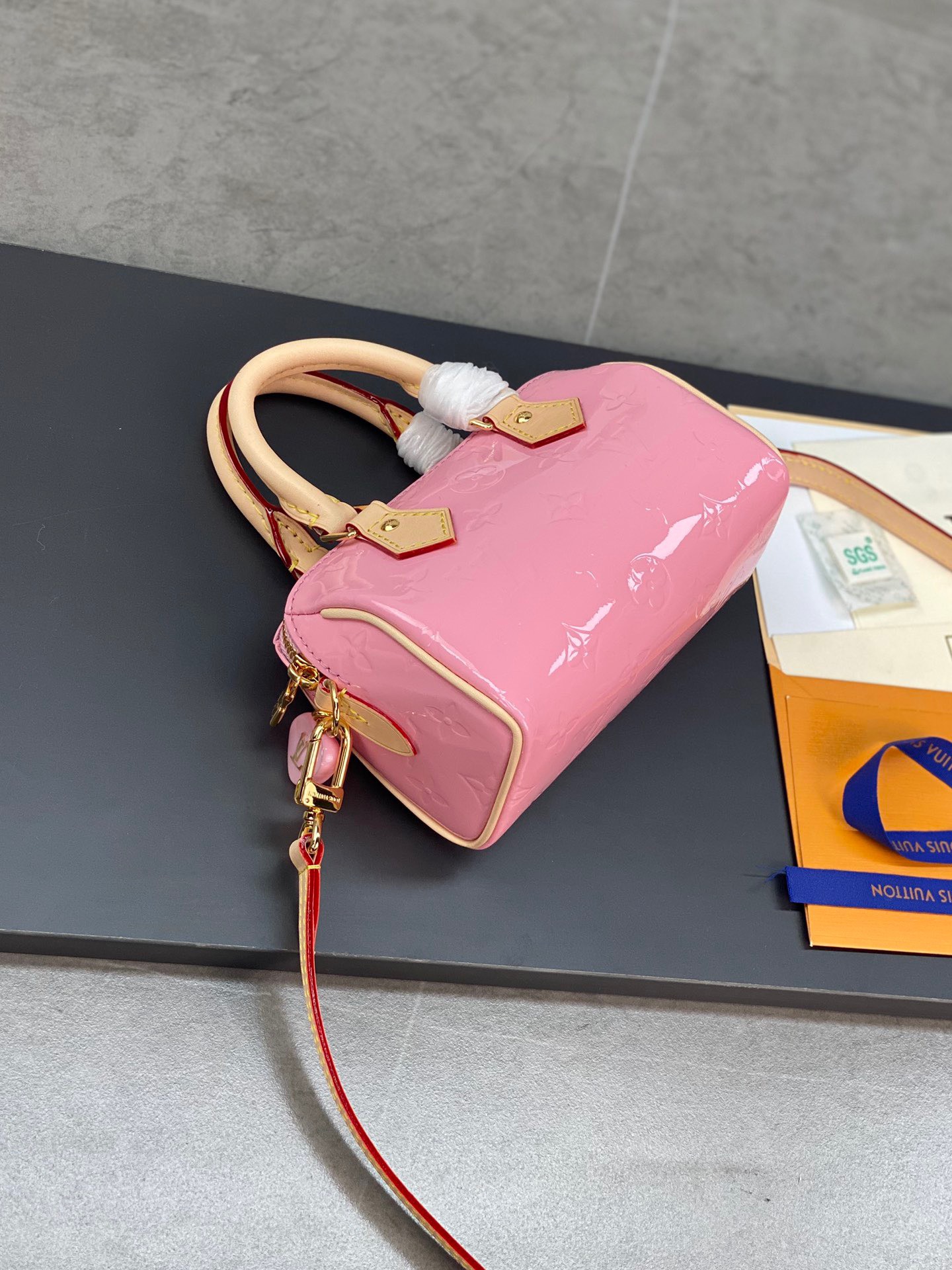 Tui-Louis-Vuitton-LV-Nano-Speedy-Pink-Mini-Like-Auth-16x10x7-4