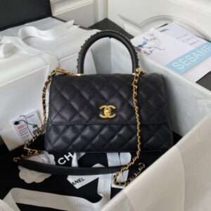Chanel Coco Handbags Woman’s Lizard Skin Black 24cm