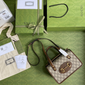 Gucci 1955 Luxury Women's Handbag with Brown Handle 23x16x12cm