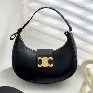 Celine Triomphe Curved Black Matte Leather 23x14x7cm