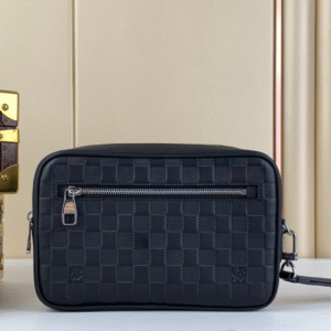 Louis Vuitton LV Clutch Bag Kasai Damier Graphite Black 24cm