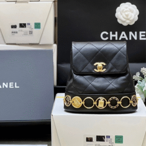 Chanel Charm Backpack Replica 11 Black Smooth Leather 18x18x8cm