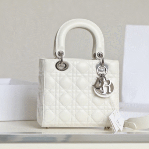 Dior My Lady Rep 11 High-end Women's Handbag White Silver Lock 20×16.5cm