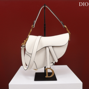 Dior Saddle 11 Handbags White Color With Lock Yellow Gold 25x20x6.5cm