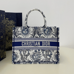 Dior Book Tote Women's Handbag Embroidered Fabric Size 36cm