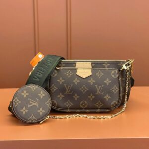 Louis Vuitton LV Multi Pochette Handle Fabric Green Handbags Monogram