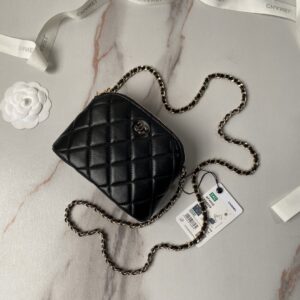 CHANEL Black Leather Makeup Bags