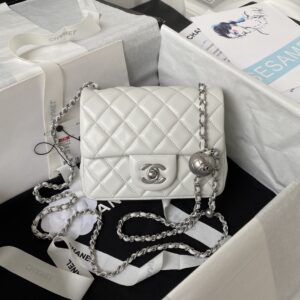 Chanel Mini Silver 22 White Calfskin
