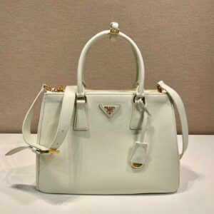 LARGE GALLERIA BAG 32 IN WHITE SMOOTH CALFSKIN GOLD HARDWARE