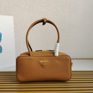 Prada Medium Leather Top-Handle Bag in Brown