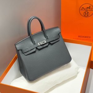 HERMES BIRKIN 25 IN CHARCOAL GRAY SILVER HARDWARE