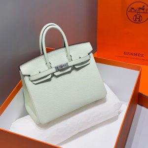 HERMES BIRKIN 25 IN LIGHT MINT GREEN SILVER HARDWARE