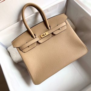 HERMES BIRKIN 25CM BEIGE TOGO LEATHER GOLD HARDWARE