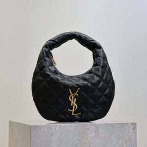 YSL ICARINO 17 IN BLACK QUILTED GOLD HARDWARE